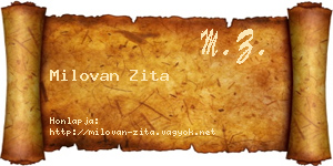 Milovan Zita névjegykártya